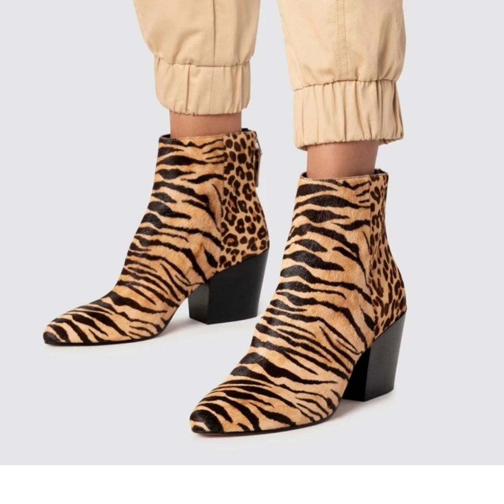 Dolce Vita Genuine Calf Hair Bootie In Tiger Print